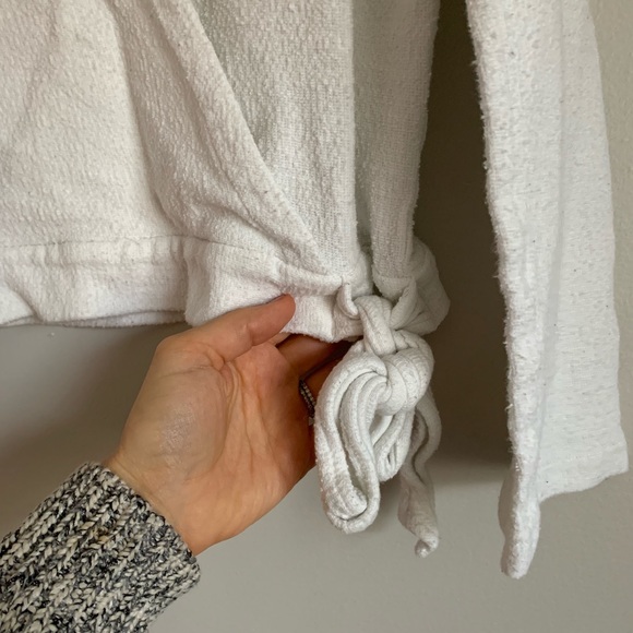 Madewell Texture & Thread White Wrap Tie Top - Picture 6 of 9